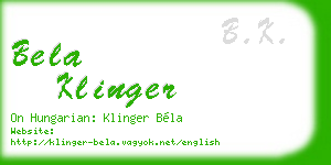 bela klinger business card