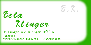 bela klinger business card